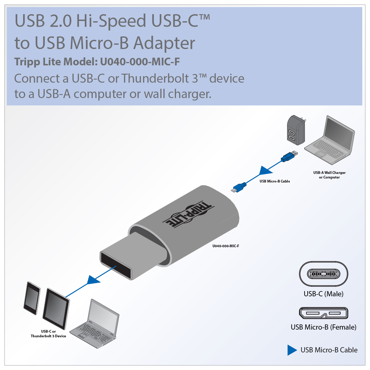 U040-006-MICRO - USB 2.0 Hi-Speed Cable, USB Micro-B Male to USB