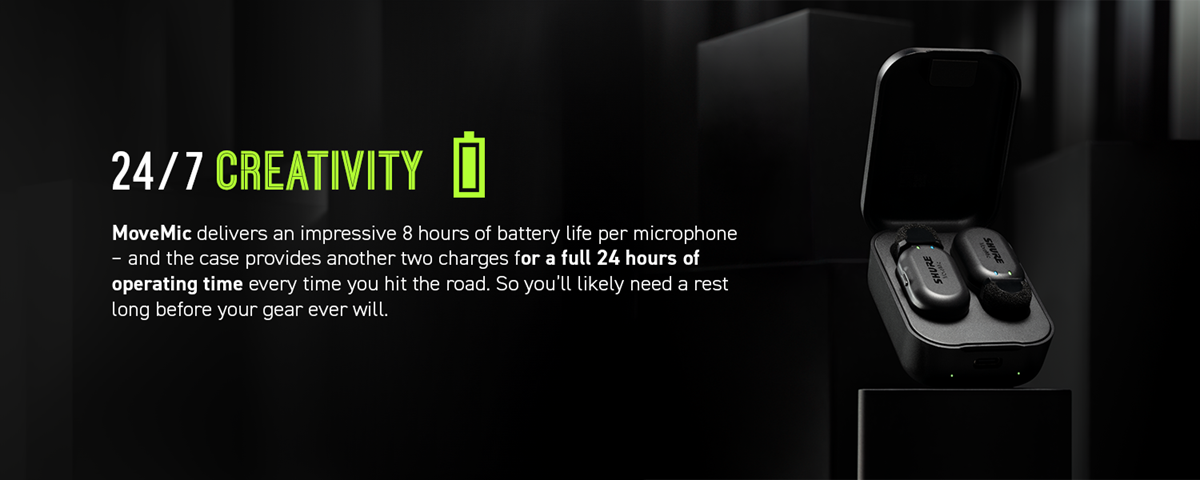 Shure MoveMic wireless lavalier system with direct to phone capability and optional receiver for DSLR or Mirrorless camera use or third part phone applications