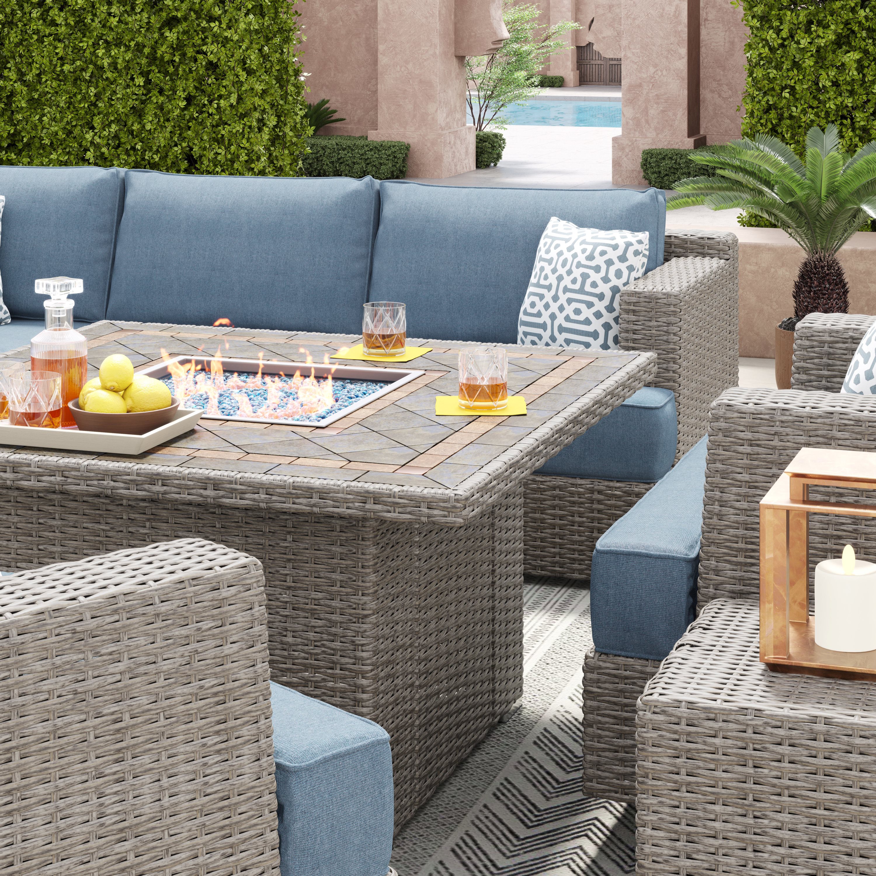 Niko 9-piece Patio Sectional Conversation Set with Fire Table | Costco