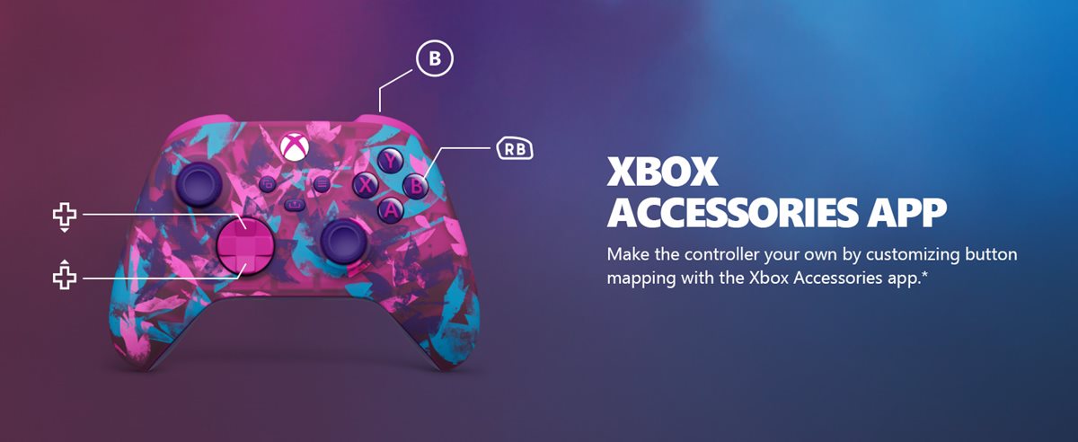 Make the controller your own by customizing button mapping with the Xbox Accessories app.*