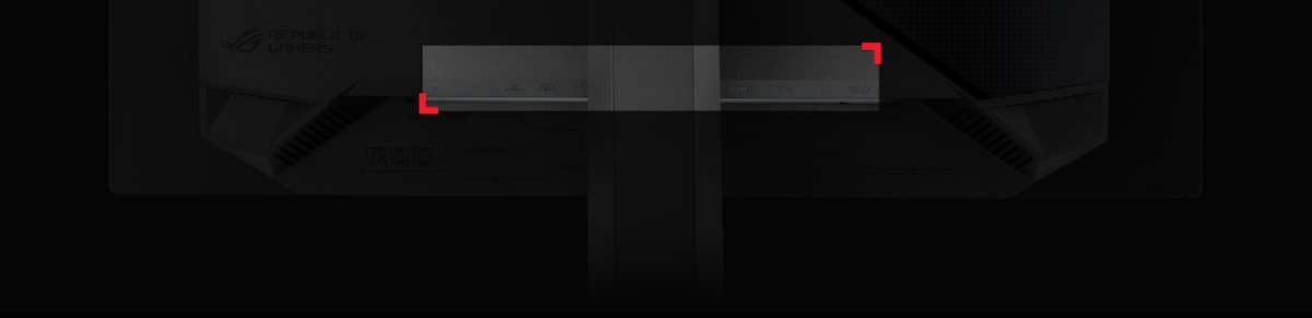 The rear panel of the XG27UCDMG features DisplayPort 1.4, HDMI 2.1, and a USB hub.