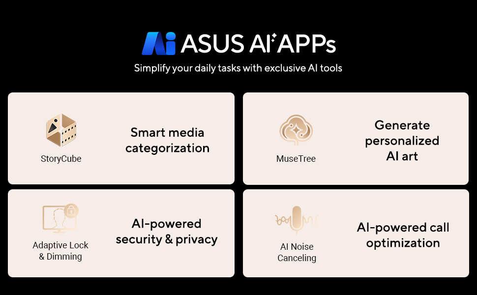 ASUS AI APPS: Simplify your daily tasks with exclusive Al tools.