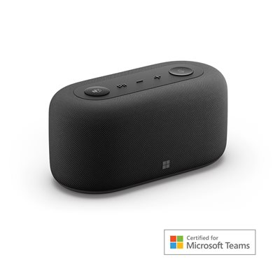 Microsoft Audio Dock feature render angled front view with Certified for Teams Badge