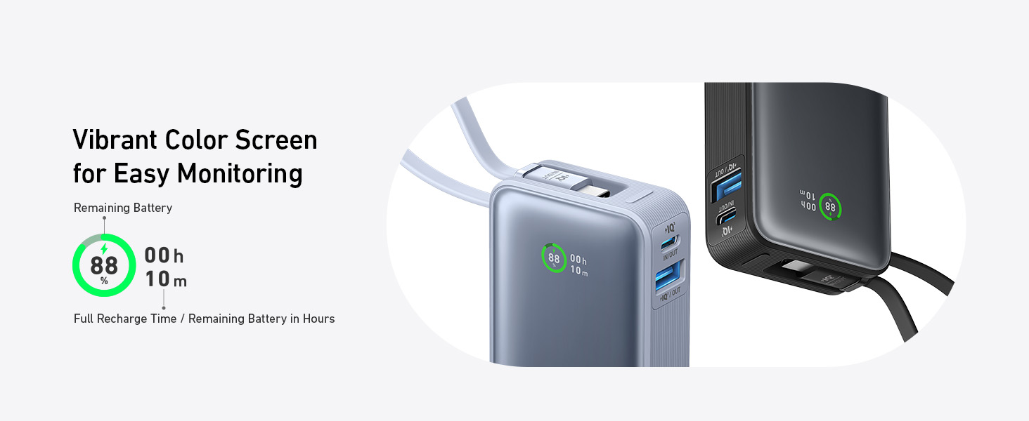 Anker Power Bank Ricarica Rapida, 533 PowerCore 30W con PD Max Output, Power IQ 3.0 Caricabatteria Portatile, 10,000mAh iphone 17/16 pro max/16 pro/15/14/13 Series, MacBook,iPad(Nero