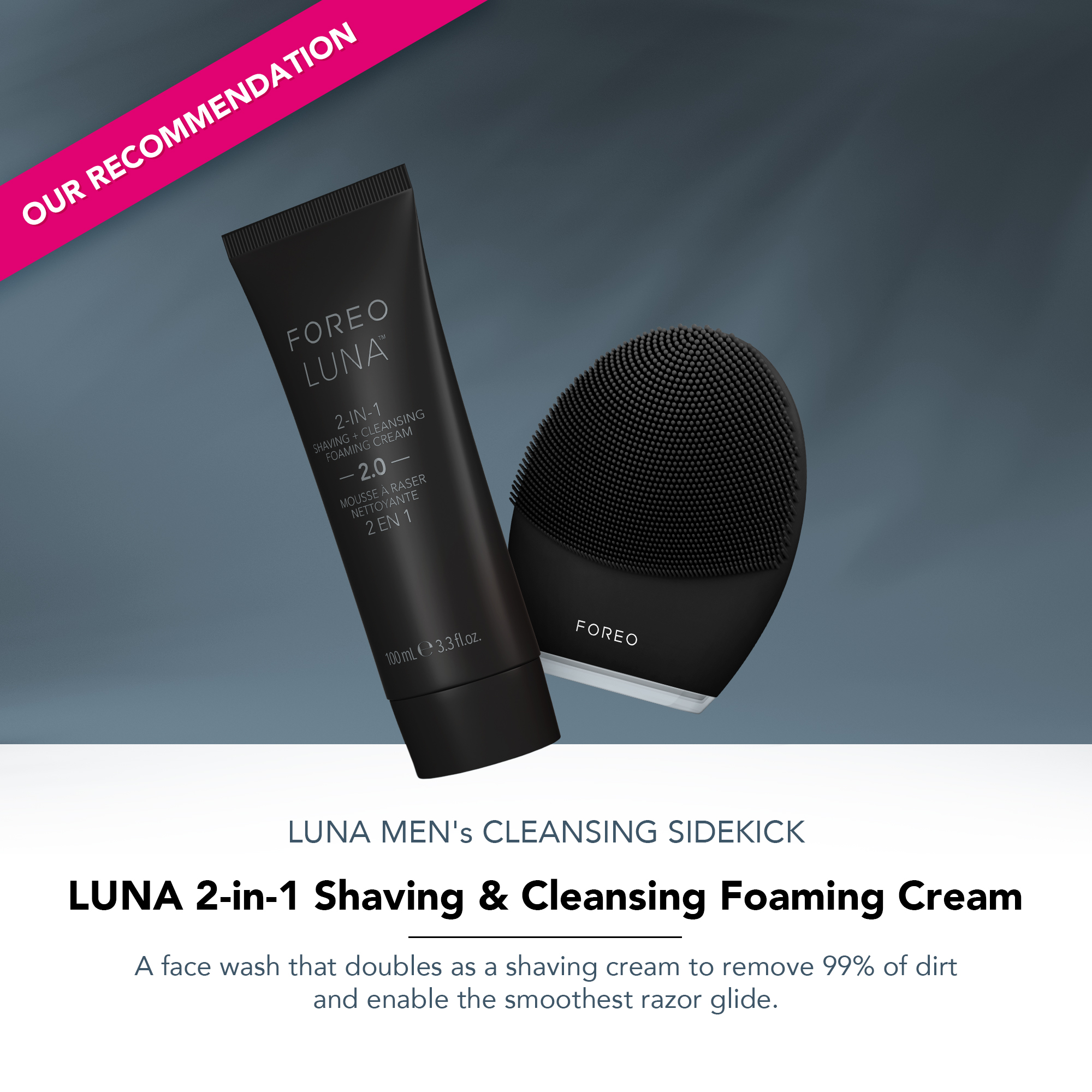 FOREO LUNA 3 MEN, Facial Cleansing & Firming Massage Brush for
