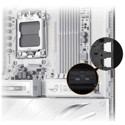 Zwei USB 20Gbps USB Type-C® Panel-Anschlüsse am ROG Crosshair X870E Glacial