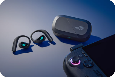 ROG Cetra Open Wireless verbunden mit dem ROG Ally X über einen USB-C Dongle für Spiele mit extrem niedriger Latenz