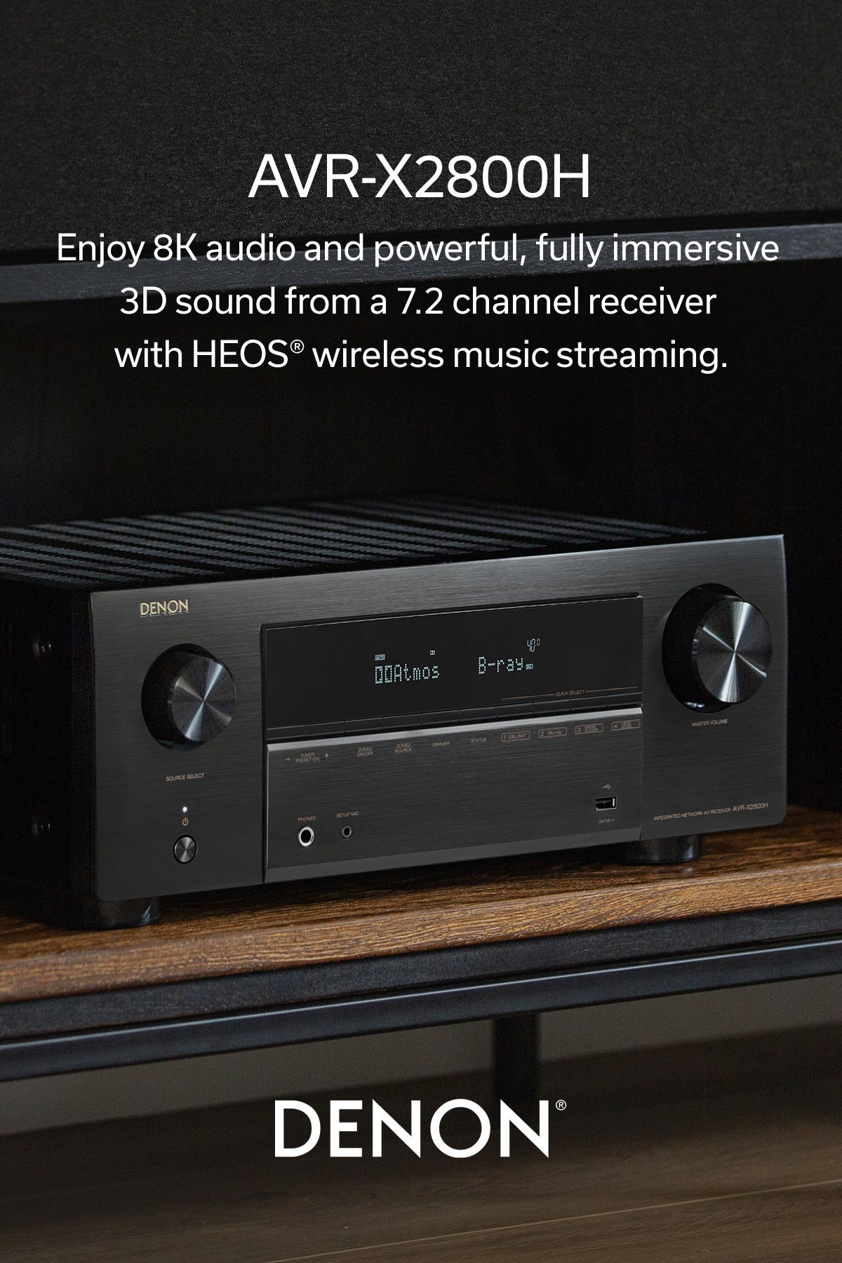 Denon AVR X2800H (95W X 7) 7.2 Ch. with HEOS and Dolby Atmos 8K