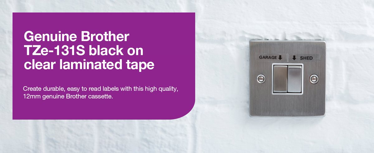 Genuine Brother TZe-131S black on clear laminated tape