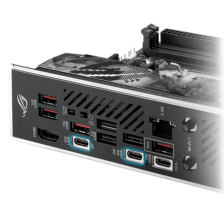 Das Strix X870-I verfügt über ZWEI USB4® PORTS