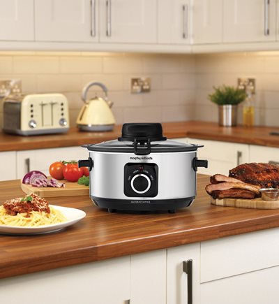 Morphy Richards 48715 Oval Slow Cooker, 6.5 L - Silver 220 VOLT NOT FOR USA