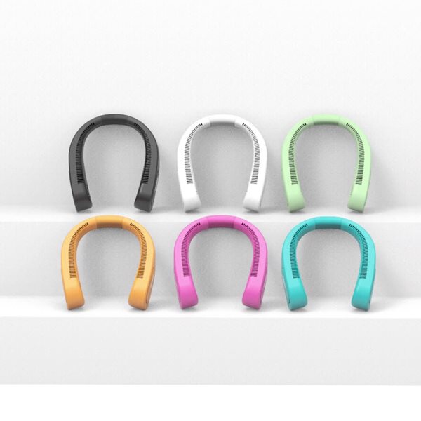 thumbnail video image 2 of Mainstays New Rechargeable Portable Neck Fan for Outdoor Orange, 2 of 9