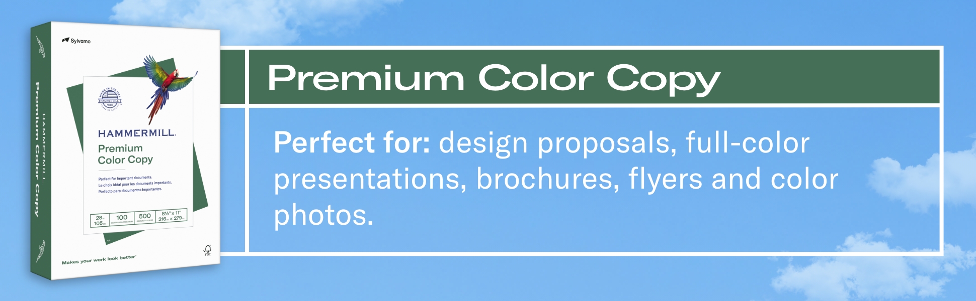 Premium Color Copy Print Paper, 100 Bright, 32 lb, 8.5 x 11, Photo