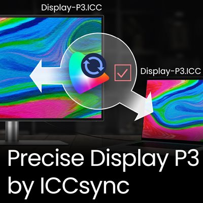Bredt farveområde (P3) kompatibel med ICC-synk