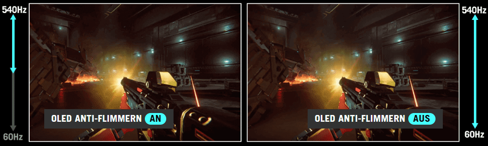 Video eines FPS-Spiels zeigt Bildschirmflackern, wenn die Waffe abgefeuert wird