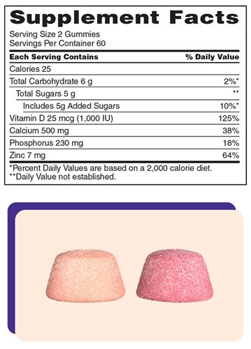 Nutritional Facts with product actual size