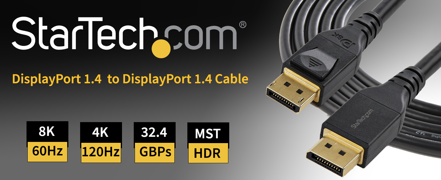 3ft (1m) VESA Certified Mini DisplayPort to DisplayPort 1.4 Cable - 8K 60Hz  HBR3 HDR - Super UHD mDP to DP 1.4 Cord - Slim (34 AWG) Ultra HD 4K 120Hz