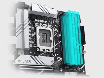 The PRIME B760M-A-CSM comes along with ASUS Enhanced Memory Profile II (AEMP II) to train your memory kit and optimize clock speed to unleash DDR5 performance. Bar chart intro AEMP II profiles that offer up to 37.5% faster RAM speeds than baseline DDR5 specs.