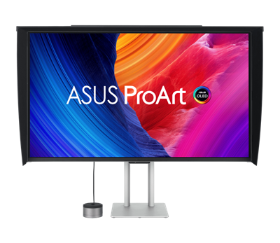 ASUS ProArt Display OLED PA32UCDMR-K Professional Monitor – 32-inch (31.5-inch viewable), 4K UHD (3840 x 2160), QD-OLED panel, Ultra-slim, 240 Hz, 0.1 ms, Auto Calibration, HDR-10, HLG, Dolby Vision, 99% DCI-P3, ΔE < 1, Thunderbolt™ 4 PD 96 W, Calman Ready, ColourSpace Integration, Ergonomic Stand, Monitor Hood, Bundled with MCA02