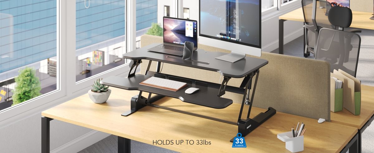 SIT-TO-STAND DESK CONVERTER FOR SITTING OR STANDING AT WORK