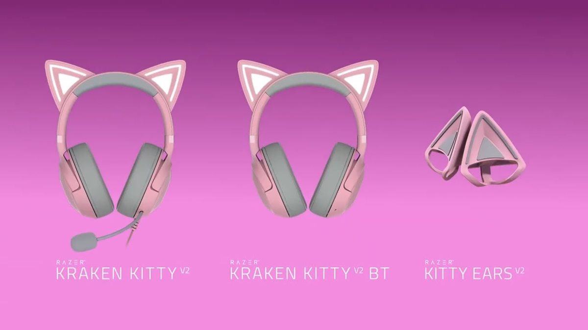 Razer Kraken Kitty V2 BT Wireless Bluetooth RGB Headset with Kitty Ears -  Quartz - Micro Center