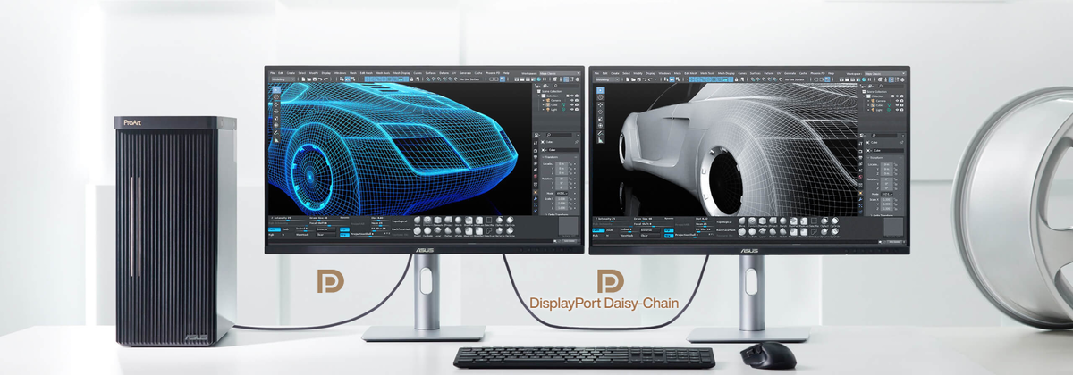 Daisy chain for a two monitors setup through DisplayPort