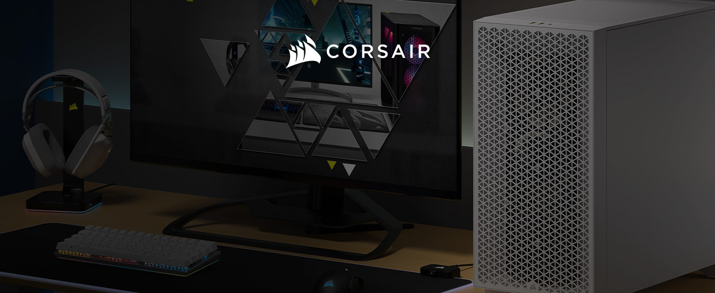 Corsair 3000D AIRFLOW Mid-Tower PC Case – 3-Pin Fans –  Four-Slot GPU Support – Fits up to 8x 120mm Fans – High-Airflow Design –  White : Electronics