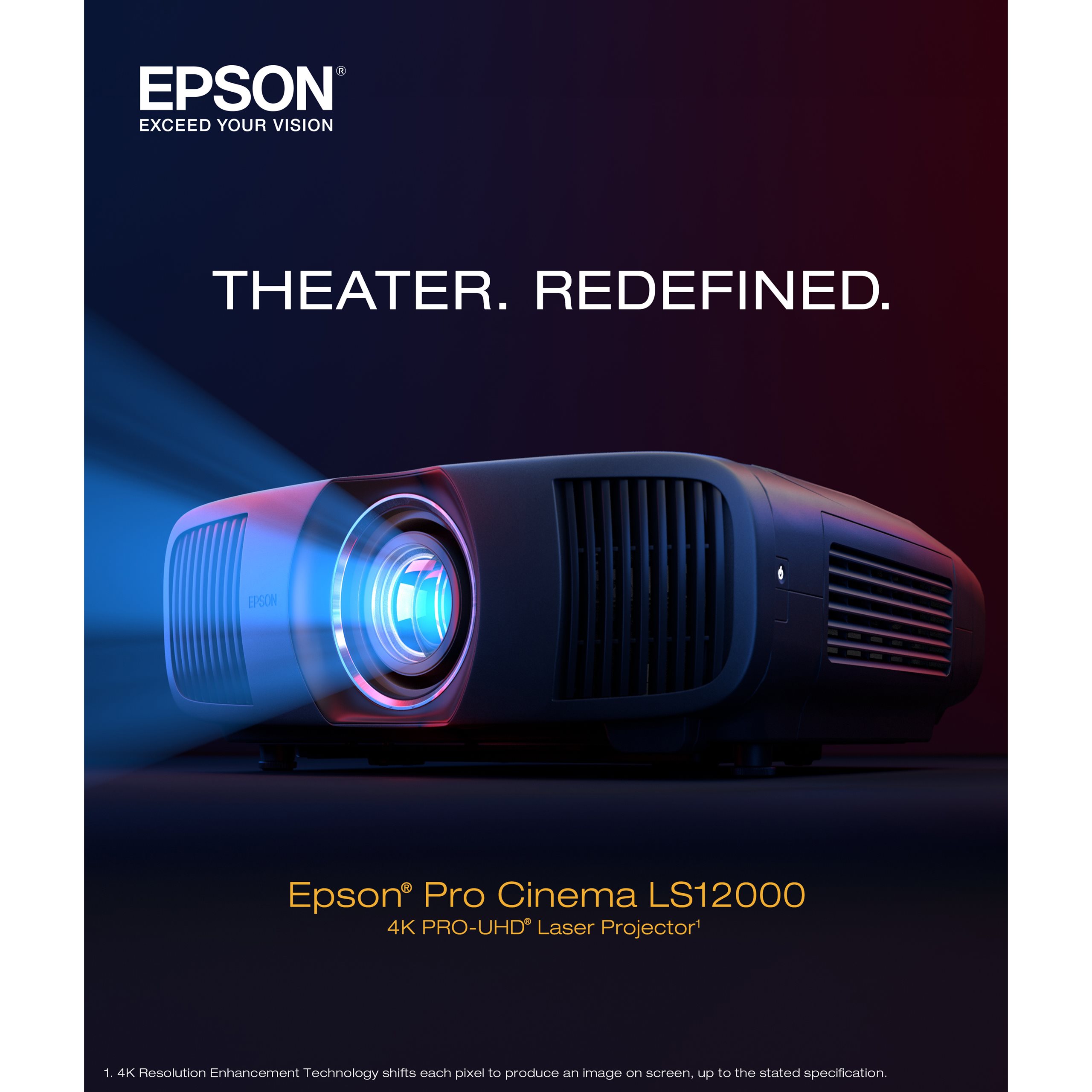 Pro Cinema LS12000 projector emitting light