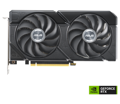 ASUS Dual GeForce RTX™ 4060 EVO OC Edition 8GB GDDR6 con dos potentes ventiladores Axial-tech y una placa posterior protectora para una amplia compatibilidad