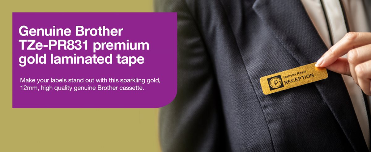 Genuine Brother TZe-PR831 premium gold laminated tape