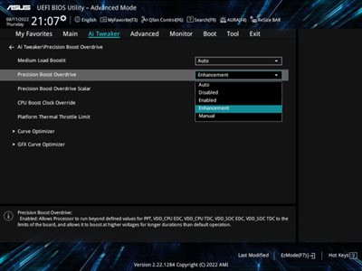 Precision Boost Overdrive (PBO) UI settings
