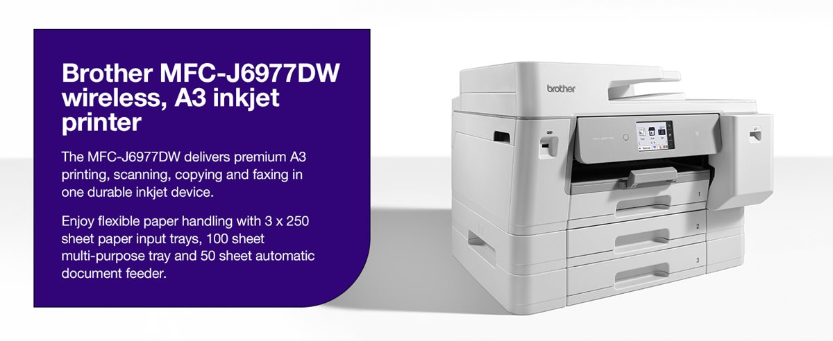 Brother MFC-J6977DW wireless, A3 inkjet printer header