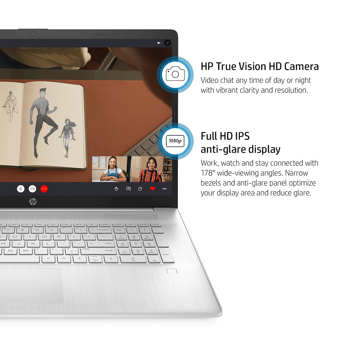 HP Laptop 17-cn0097nr, 17.3, Windows 11 Home, Intel® Core™ i7, 16GB RAM,  256GB SSD, 1TB HDD, FHD