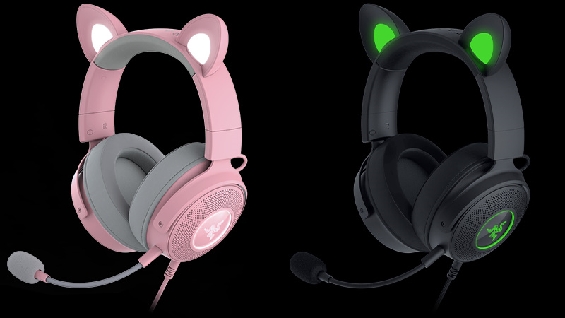 Razer Kraken Kitty V2 Pro Wired RGB Headset: Interchangeable Ears (Kitty,  Bear, Bunny) - Stream Reactive Lighting - Detachable HyperClear Cardioid  Mic