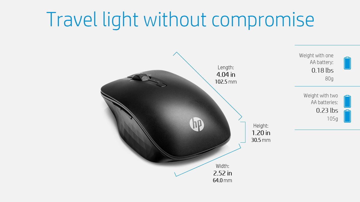 HP Travel (6SP30UT#ABA) Bluetooth Mouse