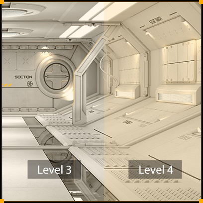 The different effects when applies low blue light level three and level four filter