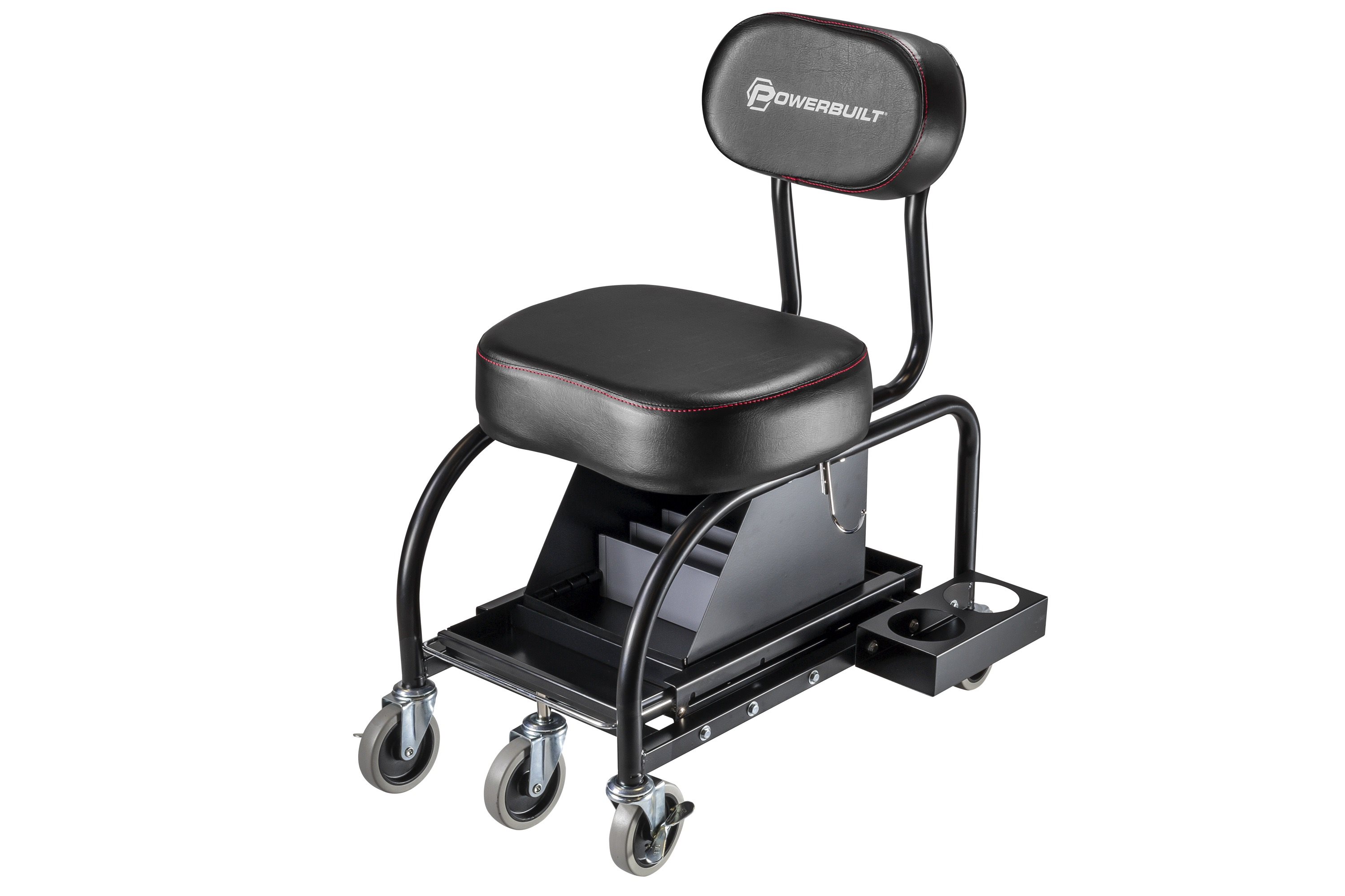 Alltrade Powerbuilt Professional Pneumatic Rolling Shop Seat, Black