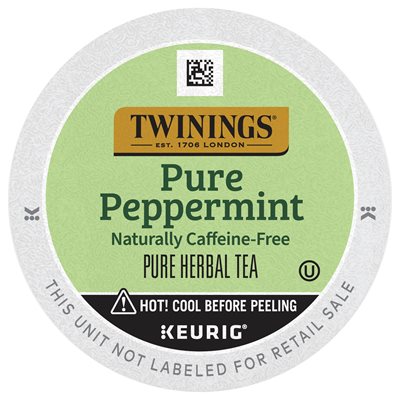 Twinings Pure Peppermint Herbal Tea, Keurig® K-Cup® Pods, Refreshing and Soothing, Naturally Caffeine-Free, 24/Box (TNA85813)