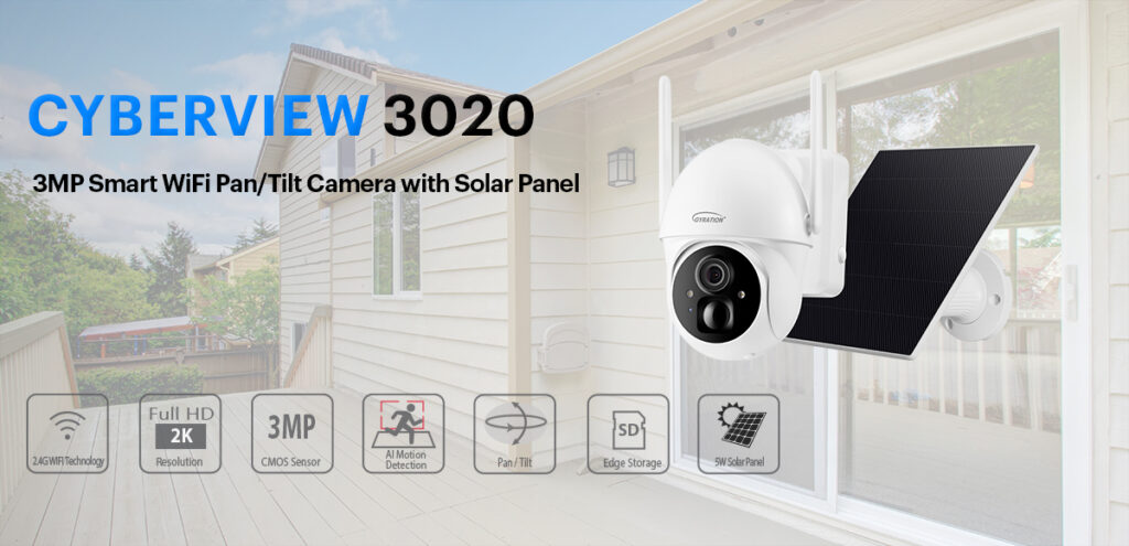 Gyration® Cyberview 3020 3MP Smart WiFi Pan/Tilt Camera with Solar