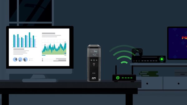 thumbnail video image 2 of APC UPS, 1500VA Sine Wave UPS Battery Backup & Surge Protector with AVR, 2 USB Charging Ports, LCD Uninterruptible Power Supply, Back-UPS Pro Series (BR1500MS), 2 of 6