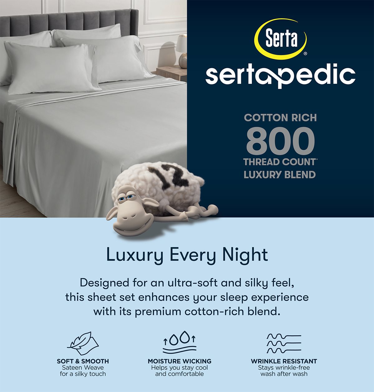 Serta 6-Piece 800 Thread Count Pink Botanical Print Cotton Rich