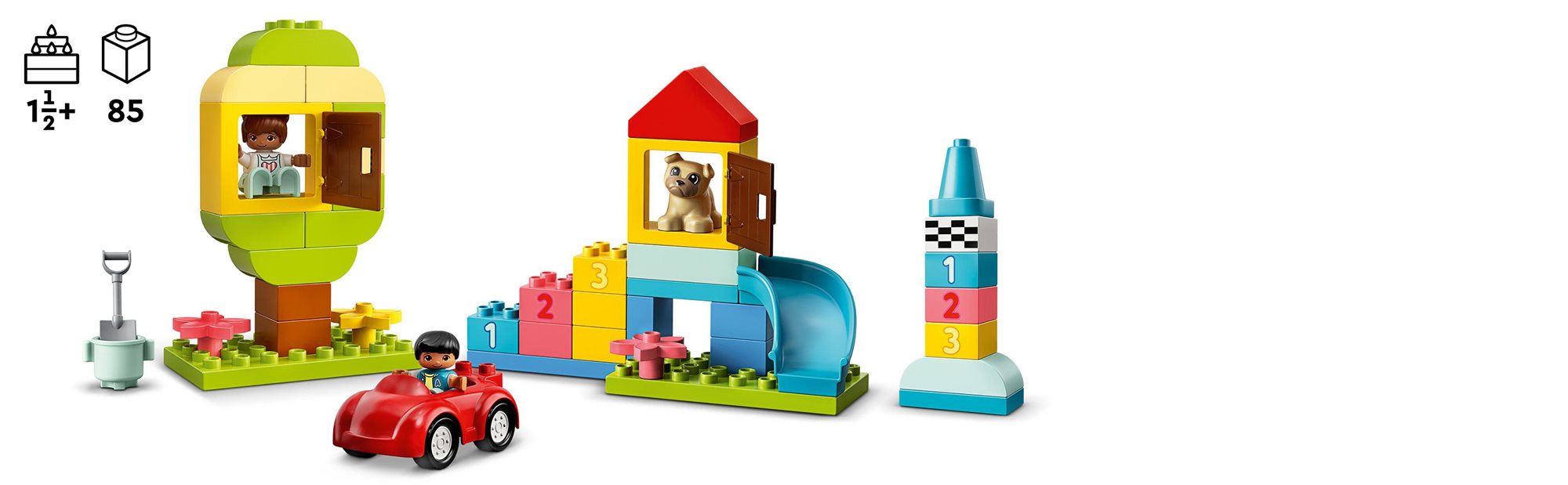 LEGO DUPLO Classic Deluxe Brick Box 10914 Starter Set - Features Storage  Box, Bricks, Duplo Figures, Dog, and Car, Creative Play, Great Early  Learning