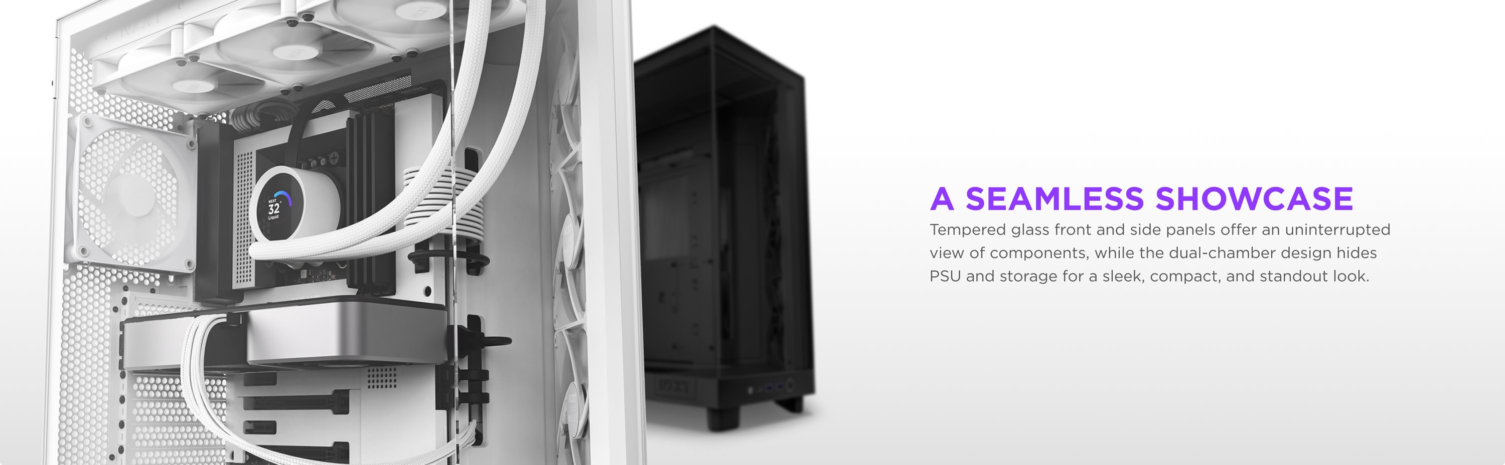NZXT H6 Flow RGB Mid-Tower Airflow Case with 3 RGB Fans, Panoramic Glass  Panels, and Cable Management - White