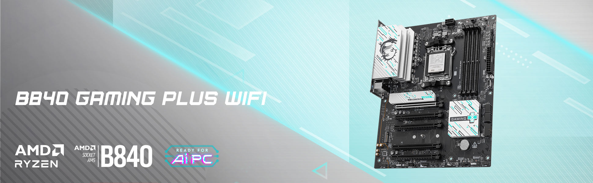 MSI AMD B840 GAMING PLUS WIFI AM5 DDR5 ATX Gaming Motherboard | Ebuyer.com