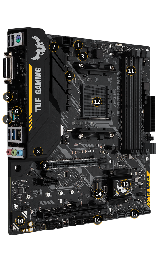 Open Box: ASUS TUF B450M-PLUS GAMING AM4 Micro ATX AMD Motherboard 