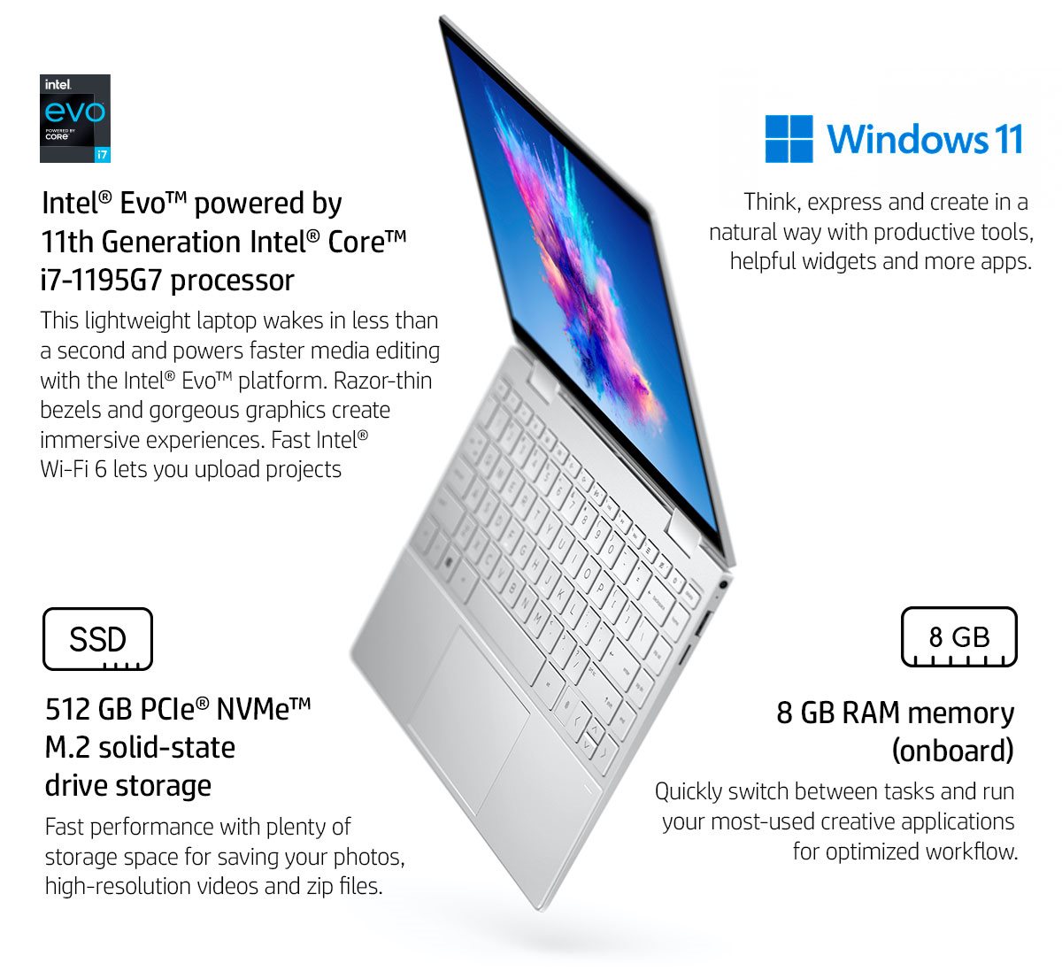 HP Envy x360 2-in-1 13.3" OLED Touch-Screen Laptop Intel Evo Core  i7-8GB Memory 512GB SSD Natural Silver