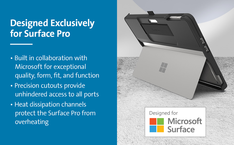 Kensington BlackBelt Rugged Case for Surface Pro 9 back cover for tablet