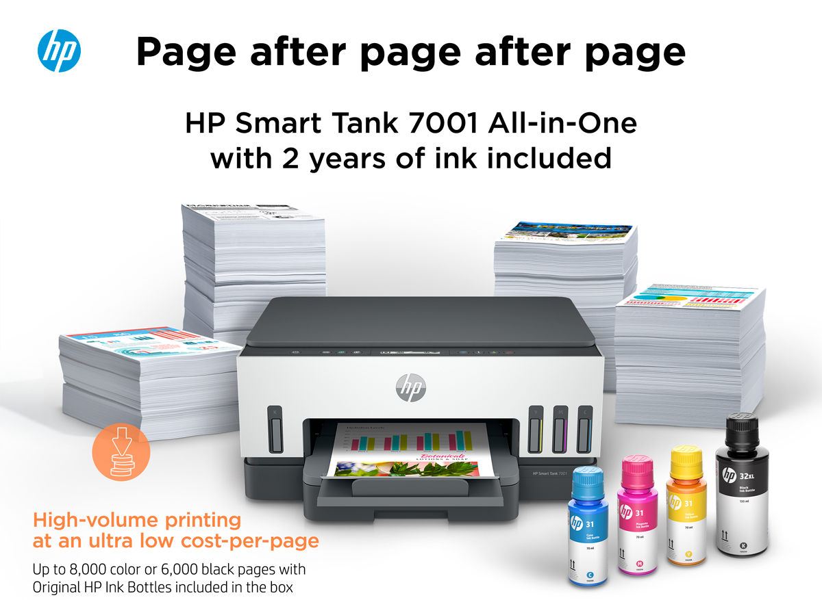 HP Smart Tank 7301 Wireless All-In-One Supertank Inkjet Printer with up to  2 Years of Ink Included White & Slate Smart Tank 7301 - Best Buy