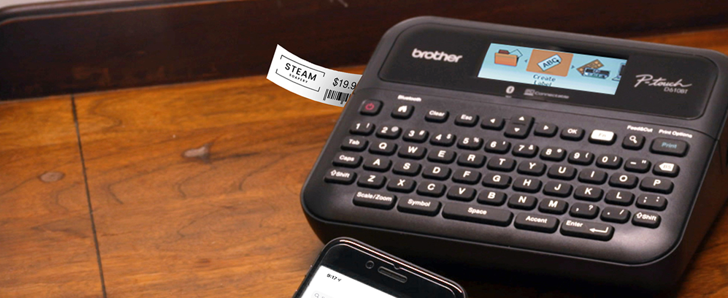 D-610BTVP Connected Label Maker with Color Display, 30 mm/s Print Speed,  14.2 x x 13.3 Egyptian Workspace Partners
