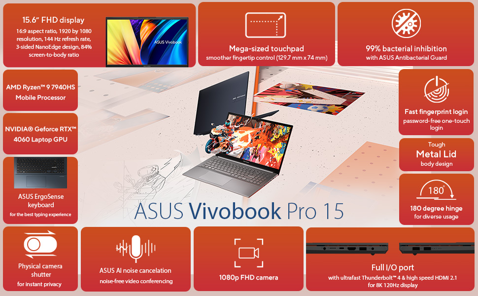 ASUS VivoBook Pro 15 M6500 15.6 Laptop AMD Ryzen 5 Memory NVIDIA GeForce  GTX 1650 512 GB SSD Quiet Blue M6500QH-DB51 - Best Buy